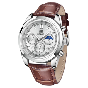 BENYAR BY-5193A Montre Homme Chronographe avec bracelet en cuir - Marron