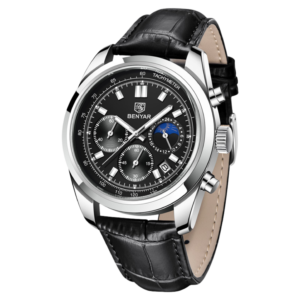BENYAR BY-5193B Montre Homme Chronographe avec bracelet en cuir - Noire