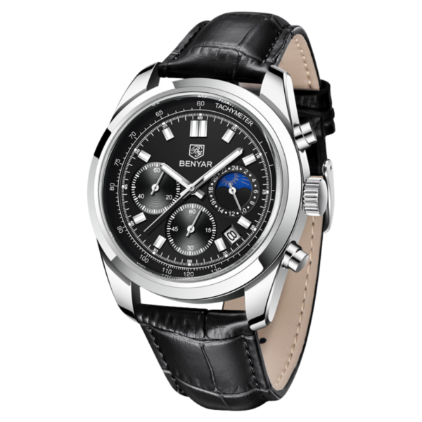 BENYAR BY-5193B Montre Homme Chronographe avec bracelet en cuir - Noire