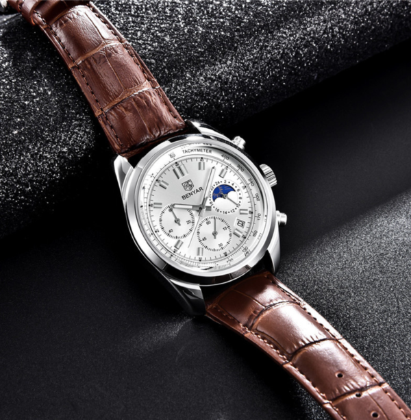 BENYAR BY-5193A Montre Homme Chronographe avec bracelet en cuir - Marron – Image 3