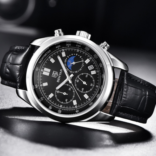 Alternative view of BENYAR BY-5193B Montre Homme Chronographe avec bracelet en cuir - Noire
