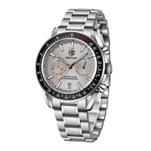BENYAR BY-5194C – montre chronographe de luxe pour hommes avec bracelet en acier inoxydable - Gris