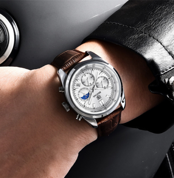 BENYAR BY-5193A Montre Homme Chronographe avec bracelet en cuir - Marron – Image 5