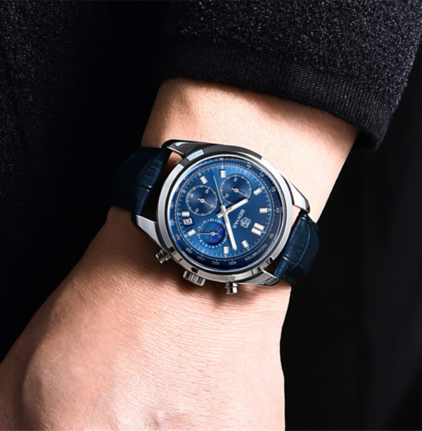 BENYAR BY-5193C Montre Homme Chronographe avec bracelet en cuir - Bleu – Image 5