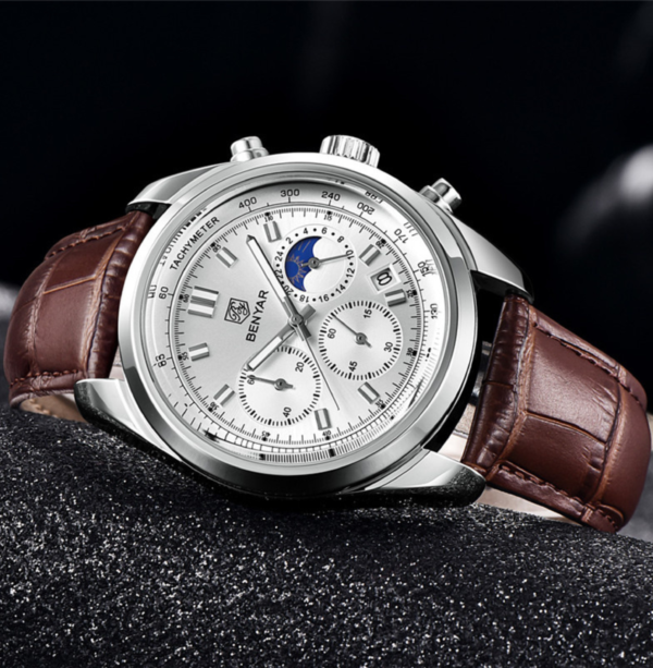 BENYAR BY-5193A Montre Homme Chronographe avec bracelet en cuir - Marron – Image 4