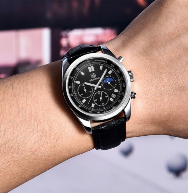 BENYAR BY-5193B Montre Homme Chronographe avec bracelet en cuir - Noire – Image 7