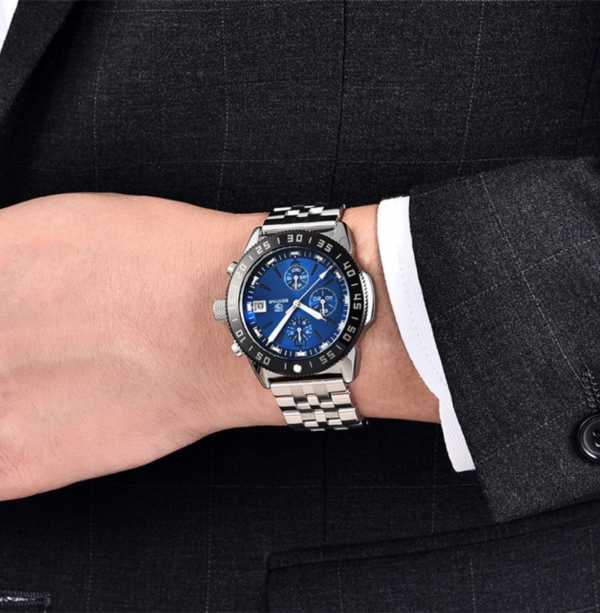 BENYAR BY-5198C Montre Homme Chronographe en Acier Inoxydable - Bleu – Image 5