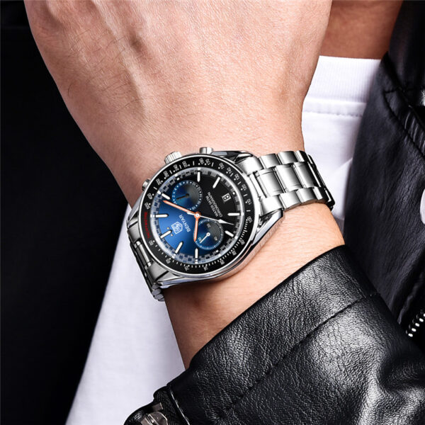 BENYAR BY-5194A – montre chronographe de luxe pour hommes avec bracelet en acier inoxydable - Bleu – Image 4