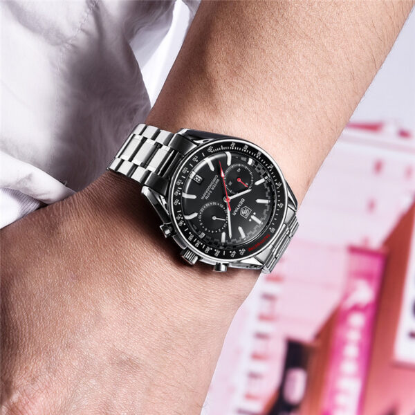 BENYAR BY-5194B – montre chronographe de luxe pour hommes avec bracelet en acier inoxydable - Noir – Image 5