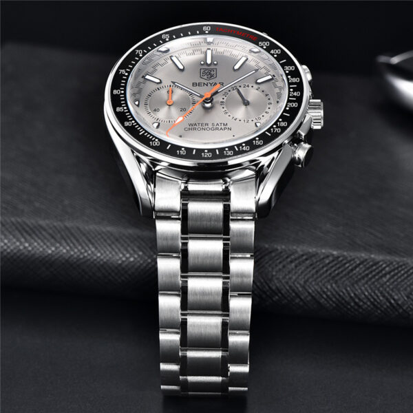BENYAR BY-5194C – montre chronographe de luxe pour hommes avec bracelet en acier inoxydable - Gris – Image 4