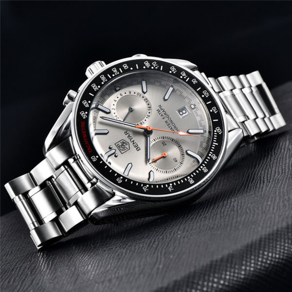 BENYAR BY-5194C – montre chronographe de luxe pour hommes avec bracelet en acier inoxydable - Gris – Image 3