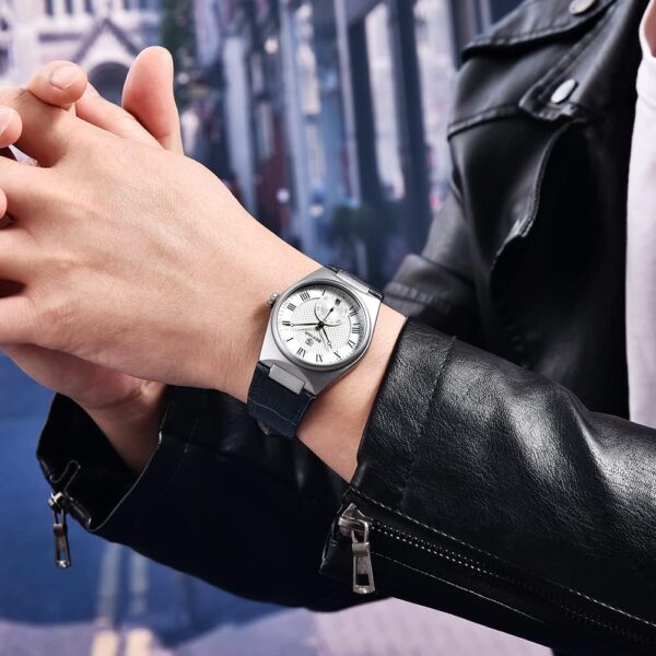 BENYAR BY-5199C – montre classique de luxe pour hommes avec bracelet en cuir - Bleu – Image 6