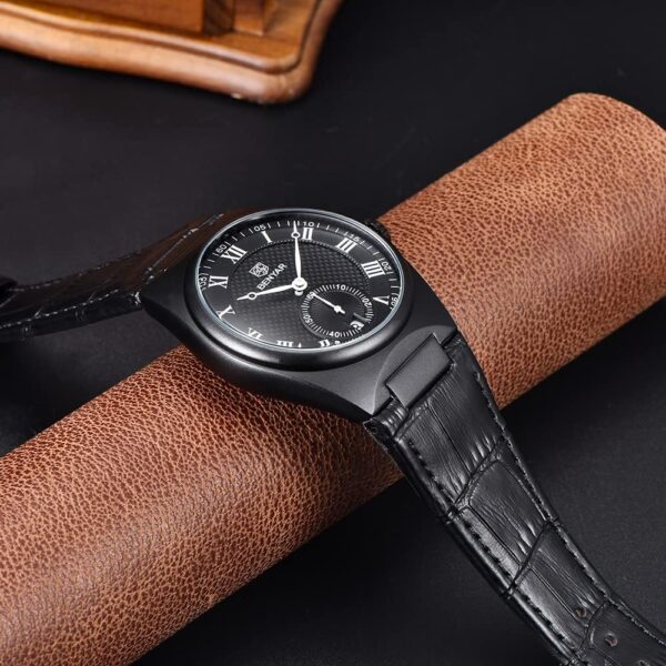 BENYAR BY-5199A – montre classique de luxe pour hommes avec bracelet en cuir - Noir – Image 4