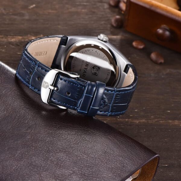 BENYAR BY-5199C – montre classique de luxe pour hommes avec bracelet en cuir - Bleu – Image 5