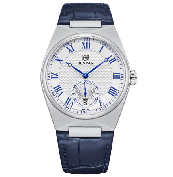 BENYAR BY-5199C – montre classique de luxe pour hommes avec bracelet en cuir - Bleu