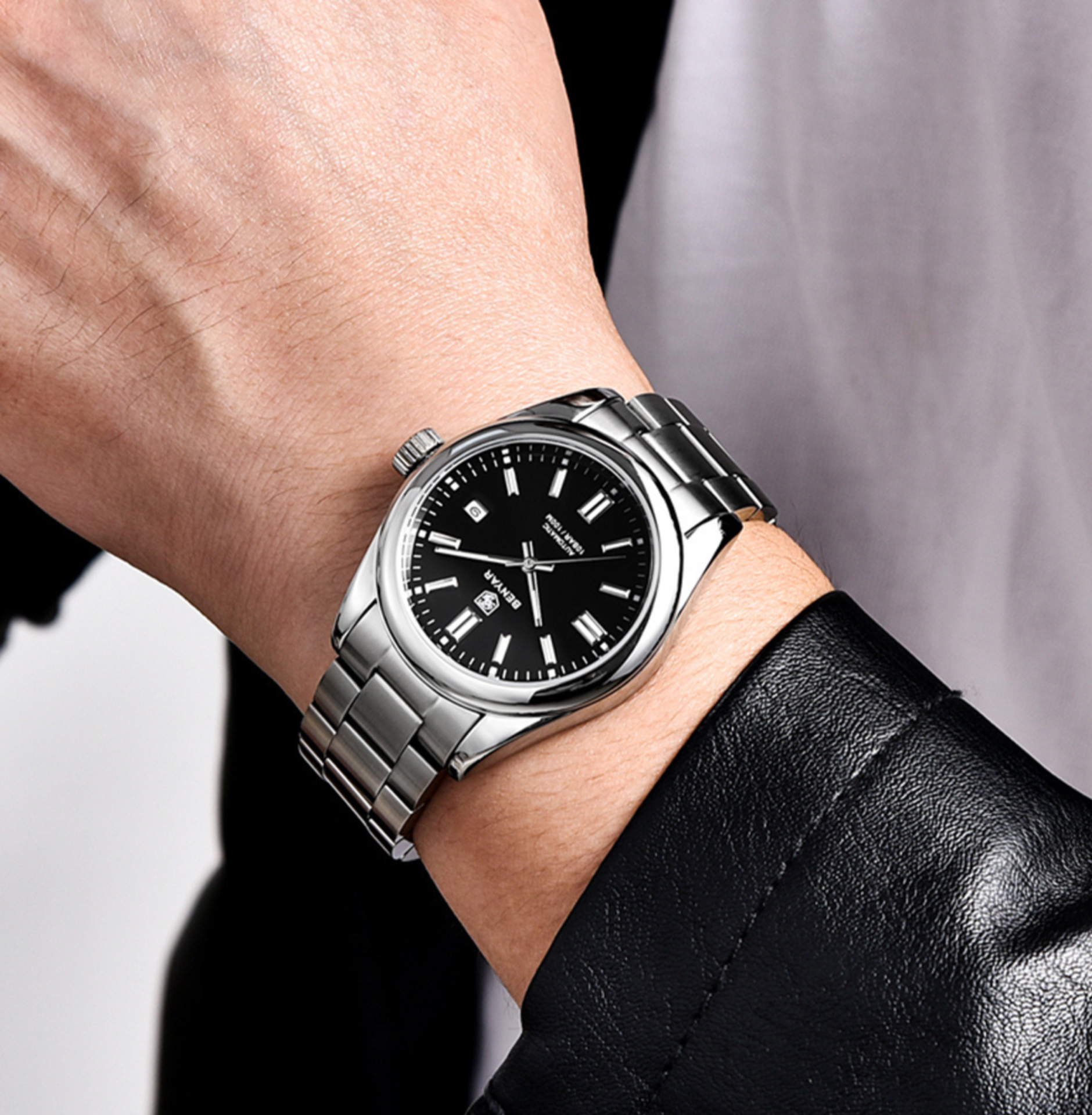 BENYAR BY-5185A Montre Homme Automatique Étanche en Acier Inoxydable - Noir – Image 6
