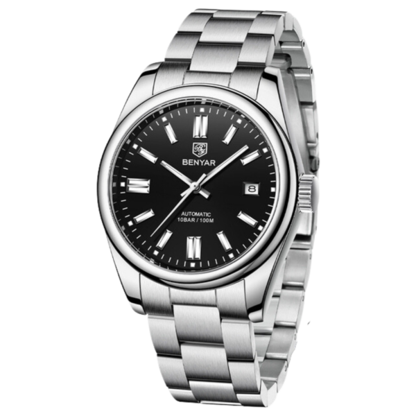 BENYAR BY-5185A Montre Homme Automatique Étanche en Acier Inoxydable - Noir