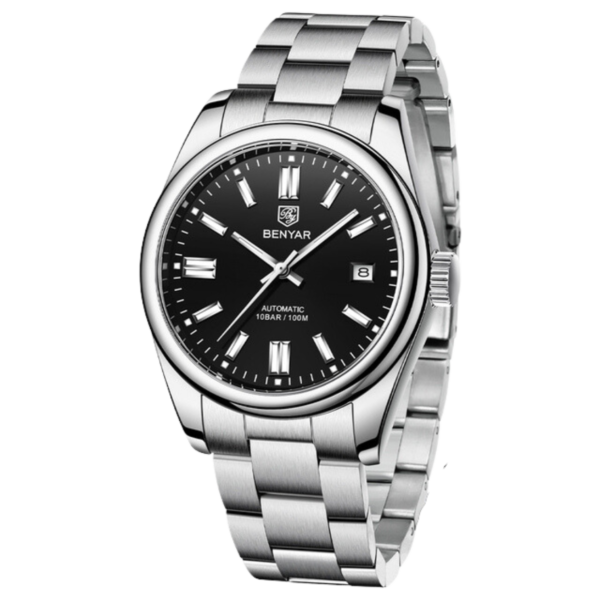 BENYAR BY-5185A Montre Homme Automatique Étanche en Acier Inoxydable - Noir