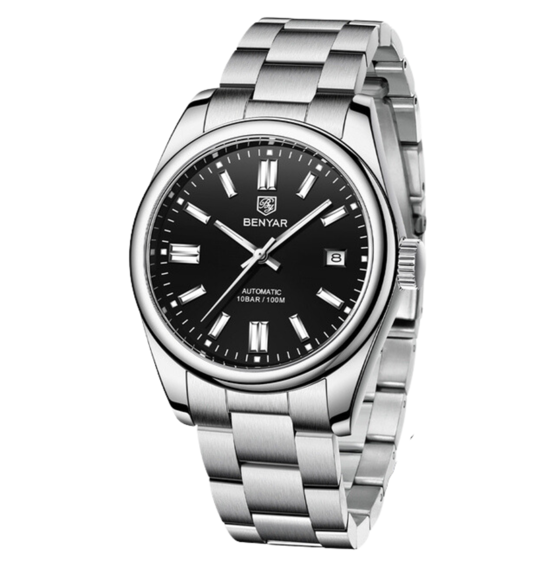 BENYAR BY-5185A Montre Homme Automatique Étanche en Acier Inoxydable - Noir