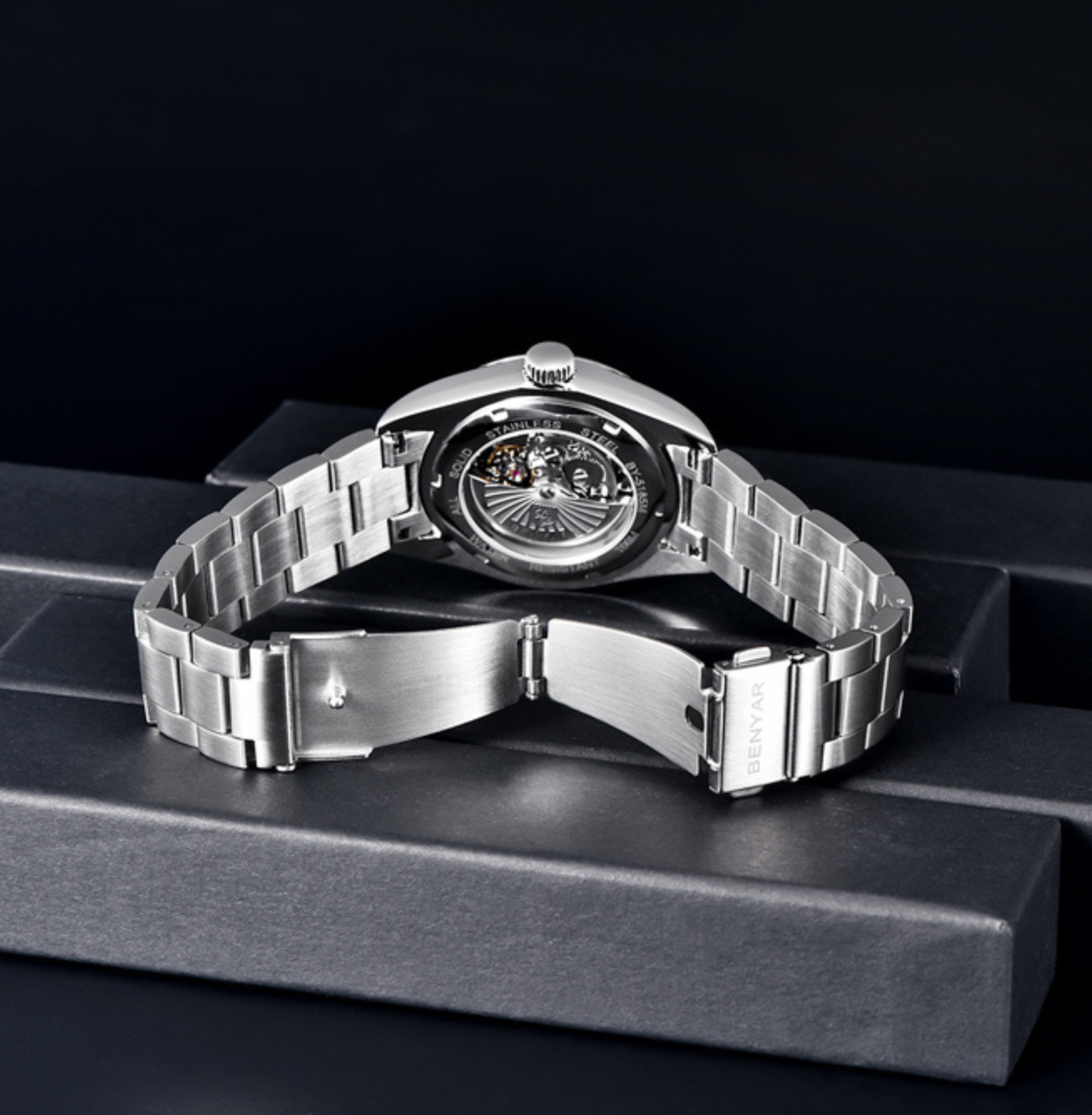 BENYAR BY-5185A Montre Homme Automatique Étanche en Acier Inoxydable - Noir – Image 4