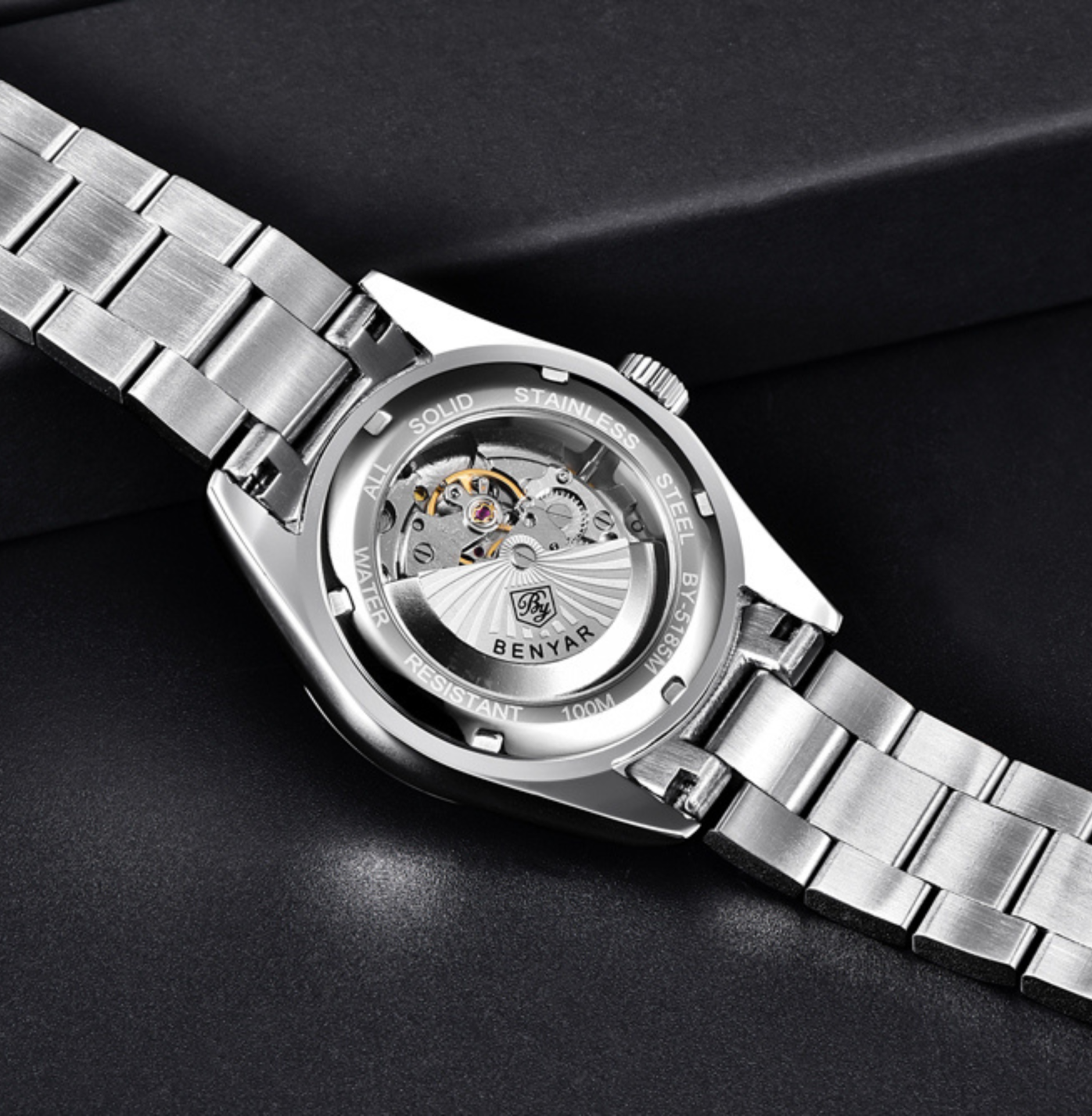 BENYAR BY-5185A Montre Homme Automatique Étanche en Acier Inoxydable - Noir – Image 5