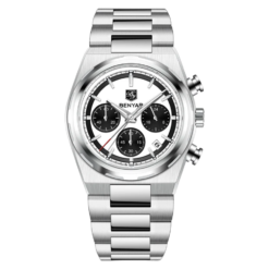 BENYAR BY-5204D Montre Homme Chronographe Étanche en Acier Inoxydable - Blanc