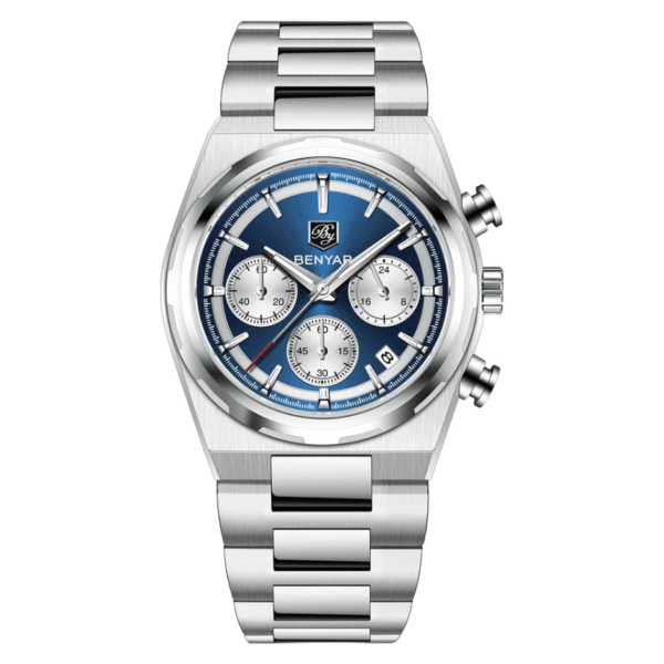 BENYAR BY-5204B Montre Homme Chronographe Étanche en Acier Inoxydable - Bleu