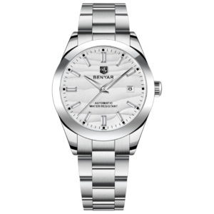 BENYAR BY-5208B Montre Homme Automatique Étanche en Acier Inoxydable - Blanc