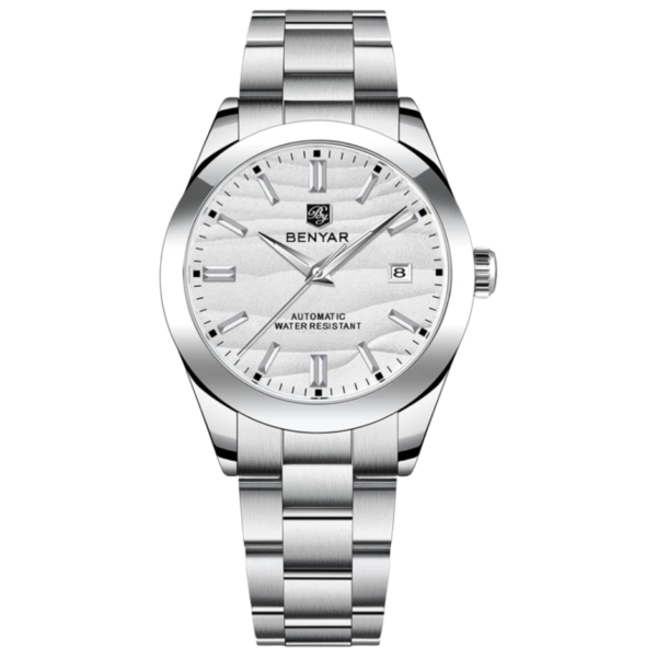 BENYAR BY-5208B Montre Homme Automatique Étanche en Acier Inoxydable - Blanc