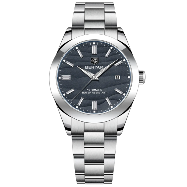 BENYAR BY-5208A Montre Homme Automatique Étanche en Acier Inoxydable - Gris foncé