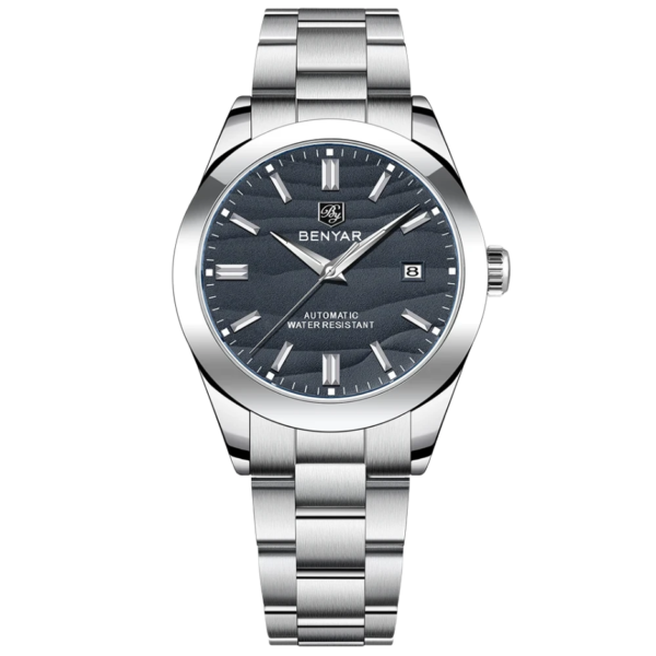 BENYAR BY-5208A Montre Homme Automatique Étanche en Acier Inoxydable - Gris foncé