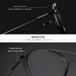 Alternative view of BARCUR 8509B - Lunettes de Soleil Rondes Classiques - Design Élégant et Intemporel