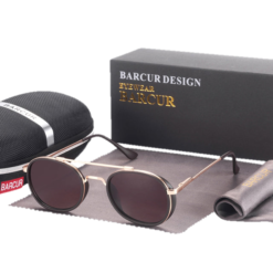 BARCUR 8509B - Lunettes de Soleil Rondes Classiques - Design Élégant et Intemporel