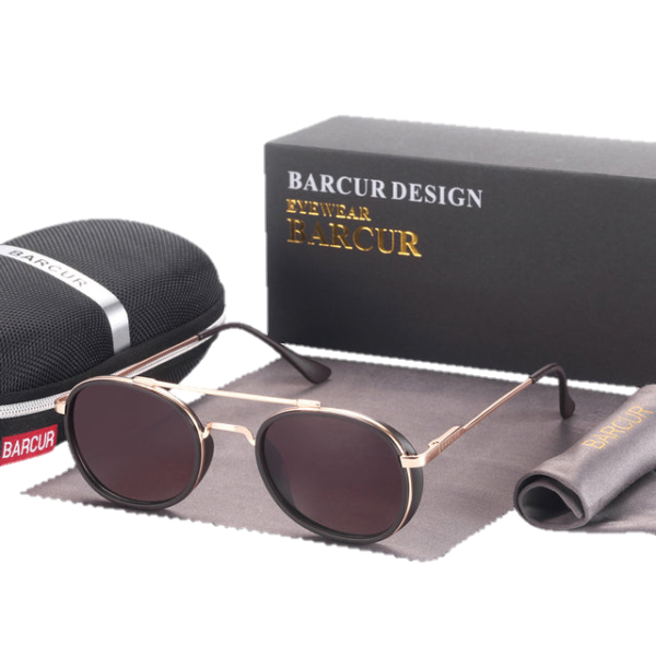 BARCUR 8509B - Lunettes de Soleil Rondes Classiques - Design Élégant et Intemporel