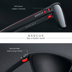 Alternative view of BARCUR 2139A - Lunettes de Sport pour Hommes - Polarisées, Légères, Idéales pour la Pêche et les Voyages (TR90)