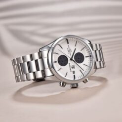 Alternative view of BENYAR BY-5187C Montre Homme Chronographe Étanche en Acier Inoxydable - Argenté & Blanc