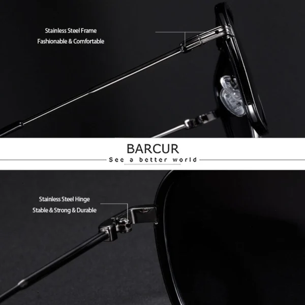 Alternative view of BARCUR 8026A - Lunettes de soleil de luxe carrées dégradées - Design Élégant et Intemporel