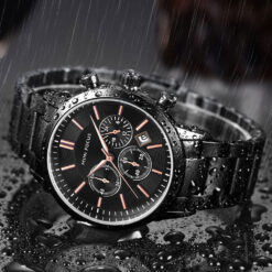 Alternative view of MINI FOCUS MF50 – montre chronographe de luxe pour hommes avec bracelet en acier inoxydable – Noire