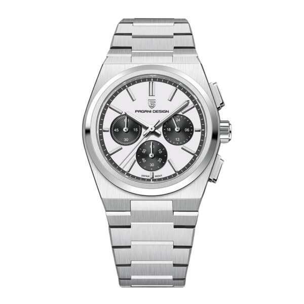 PAGANI DESIGN PD-1761B - Montre Homme Chronographe Étanche en Acier Inoxydable - Blanche