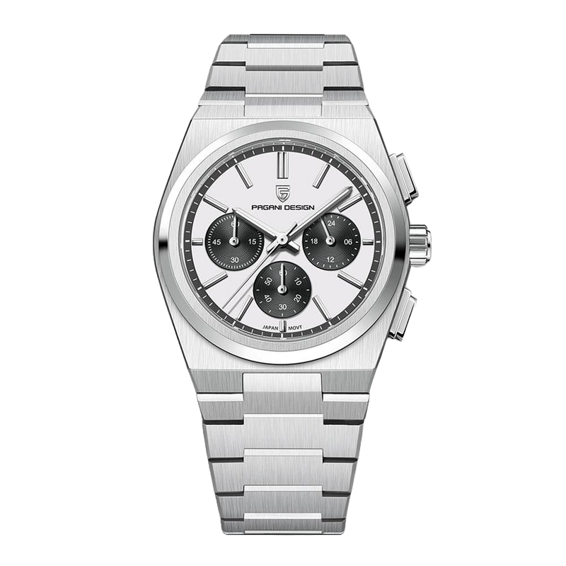 PAGANI DESIGN PD-1761B - Montre Homme Chronographe Étanche en Acier Inoxydable - Blanche