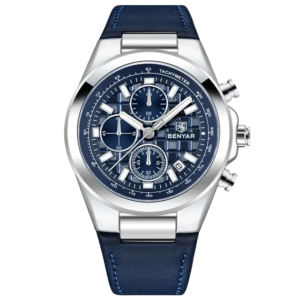 BENYAR BY-5206B – montre classique de luxe pour hommes avec bracelet en cuir - Bleu