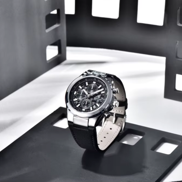 Alternative view of BENYAR BY-5206A – montre classique de luxe pour hommes avec bracelet en cuir - Noire