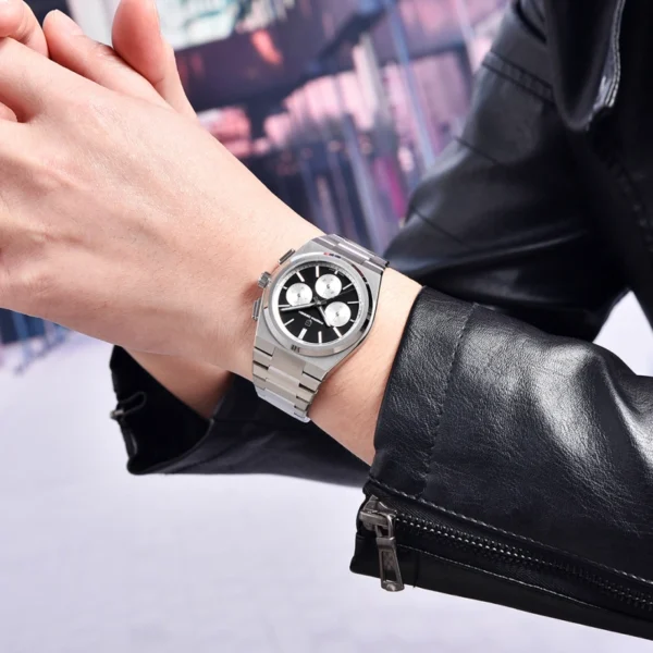 PAGANI DESIGN PD-1761A - Montre Homme Chronographe Étanche en Acier Inoxydable - Noire – Image 7
