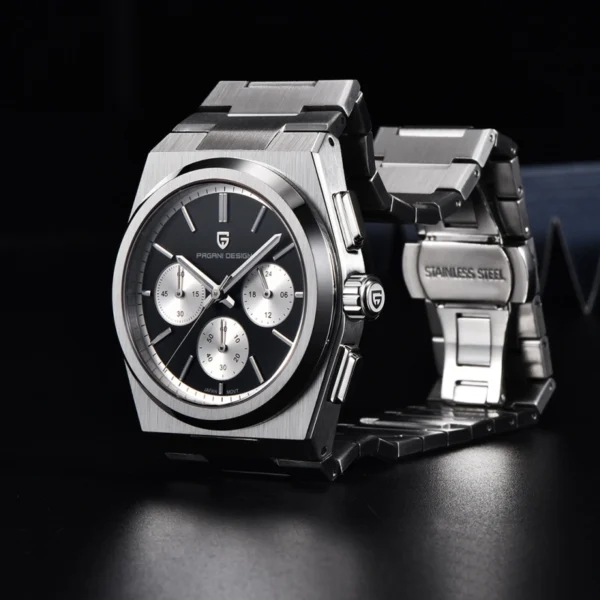 PAGANI DESIGN PD-1761A - Montre Homme Chronographe Étanche en Acier Inoxydable - Noire – Image 3