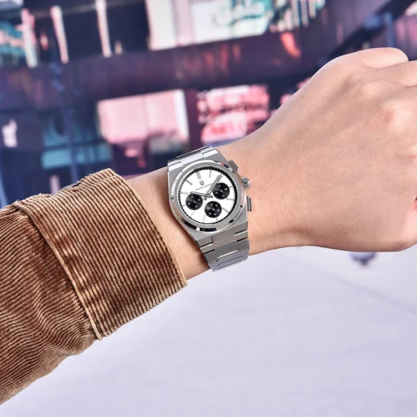 PAGANI DESIGN PD-1761B - Montre Homme Chronographe Étanche en Acier Inoxydable - Blanche – Image 2