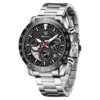 BENYAR BY-5175B Montre Homme Chronographe Étanche avec bracelet en Acier inoxydable - Noir