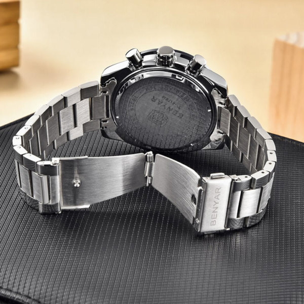 BENYAR BY-5175A Montre Homme Chronographe Étanche avec bracelet en Acier inoxydable - Bleu – Image 4