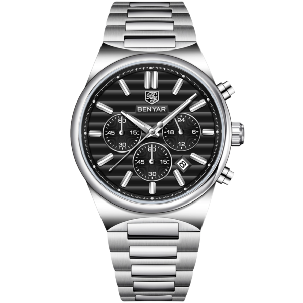 BENYAR BY-5214A Montre Homme Chronographe Étanche en Acier Inoxydable - Noir