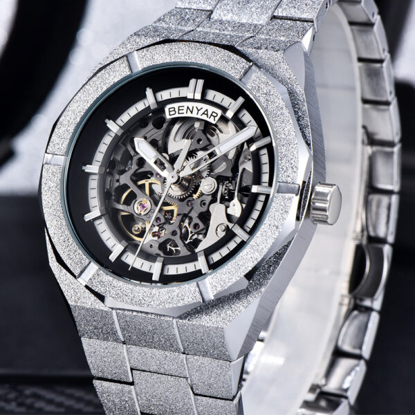 BENYAR BY-5212A Montre Homme Automatique Étanche en Acier Inoxydable - Noire – Image 2