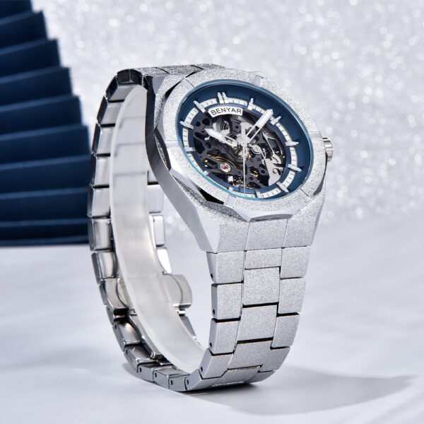 BENYAR BY-5212B Montre Homme Automatique Étanche en Acier Inoxydable - Bleu – Image 3